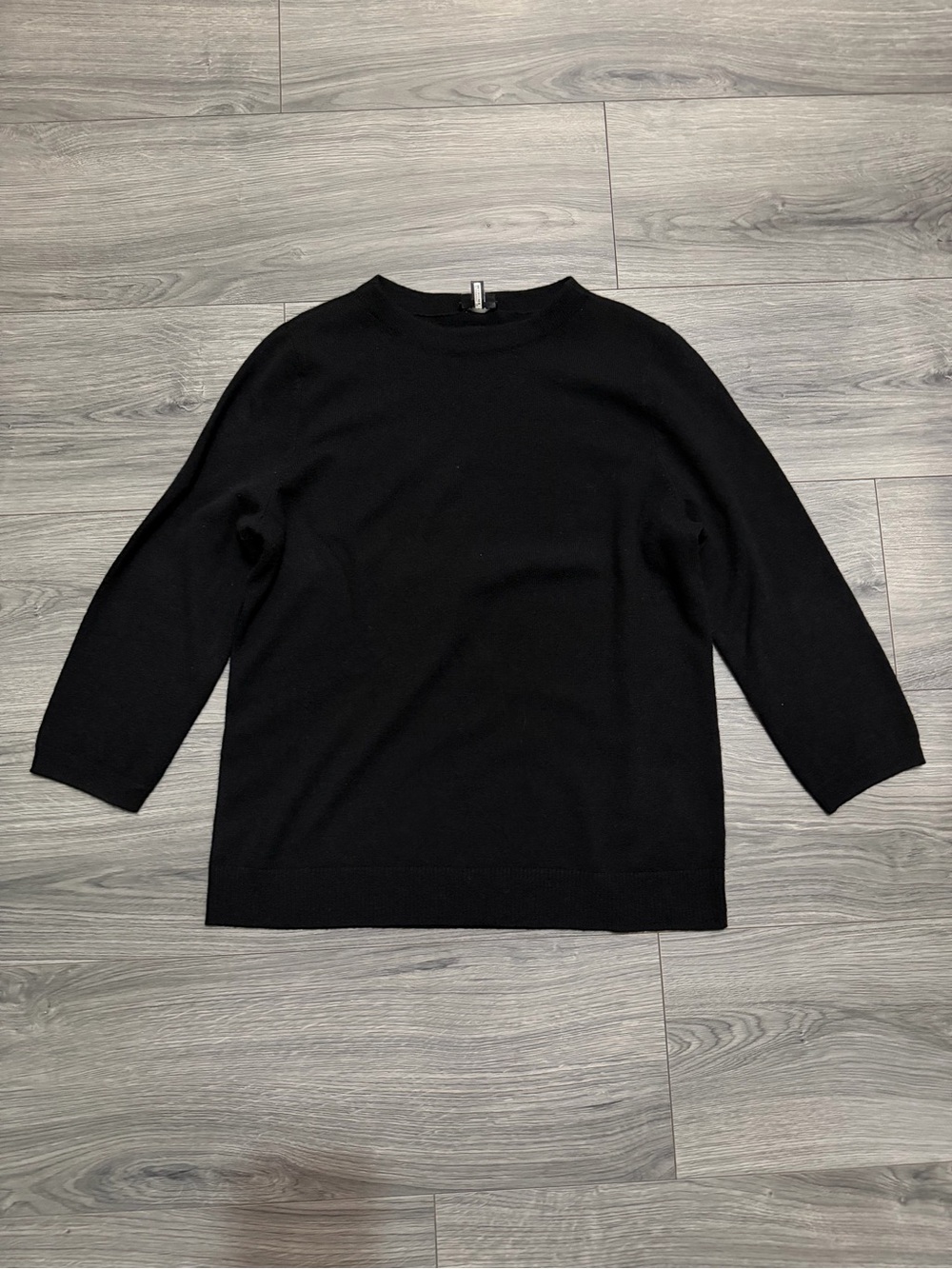 Talbots Classic Black Crewneck 3/4 Sleeve Women's Sweater in 100% Cashmere